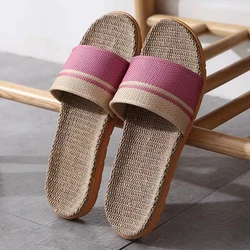 36-45 Plus Size Vrouwen Slippers Platte Sandalen Linnen Lichtgewicht Casual Zomer Slippers Vrouwen