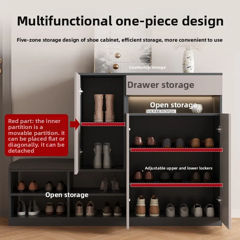 

Шкаф для обуви, сиденье и табурет, встроенный светильник, роскошный входной шкафчик, новинка 2025 года, изготовленный на заказ табурет для пеленания обуви