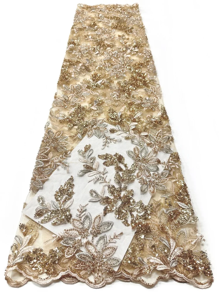 

African Beads Groom Tulle lace Fabric 2026 High Quality Sequins Embroidery French Tulle Laces For Nigeiran Party Sewing