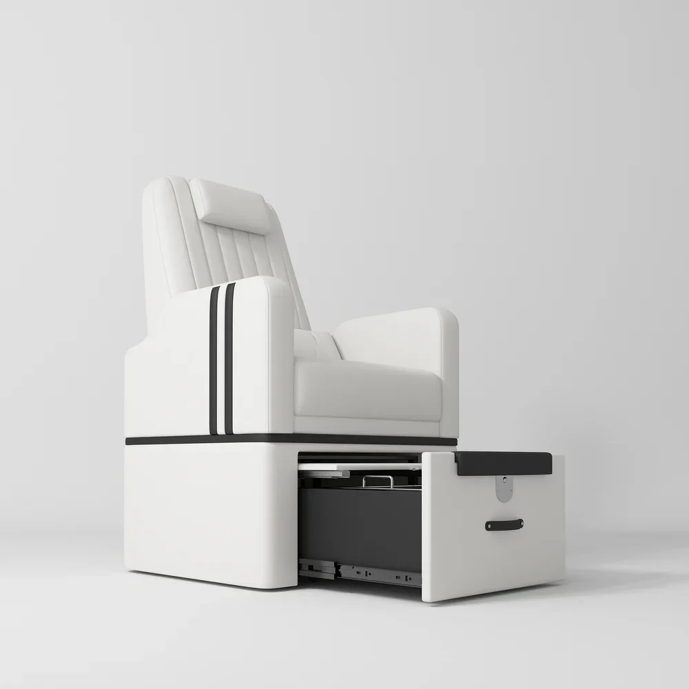 Modern pedicure chair - reclining manicure chair with built-in foot bath, manicure chair with magnetic jet tub