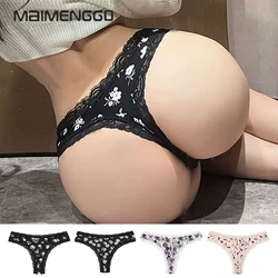 Women Sexy Flowers Panties Low-waist G String Thong Underwear Female Temptation Breathable Lingerie Lace T Pants Intimate