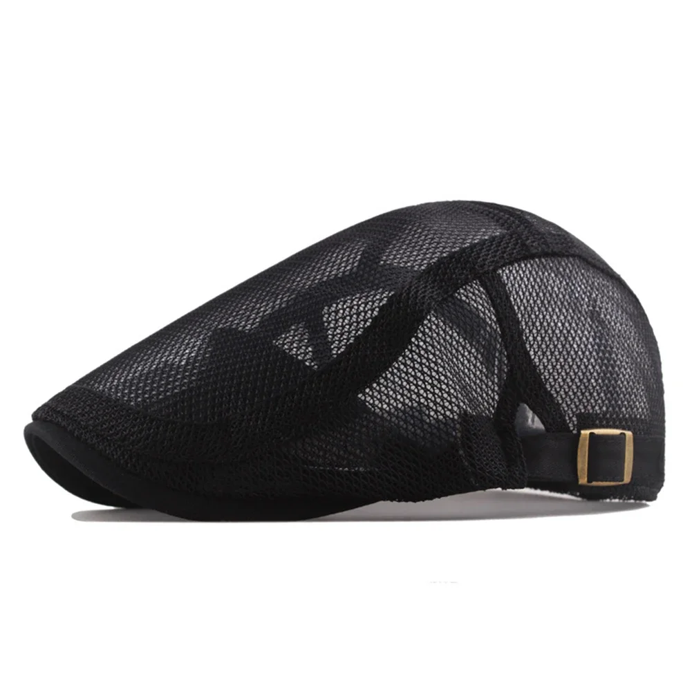 

Mens Breathable Classic Mesh Ivy Hat Cap Comfortable Summer Solid Color Newsboy Beret Ascot Flat Cabbie Quick Dry Breathable Hat