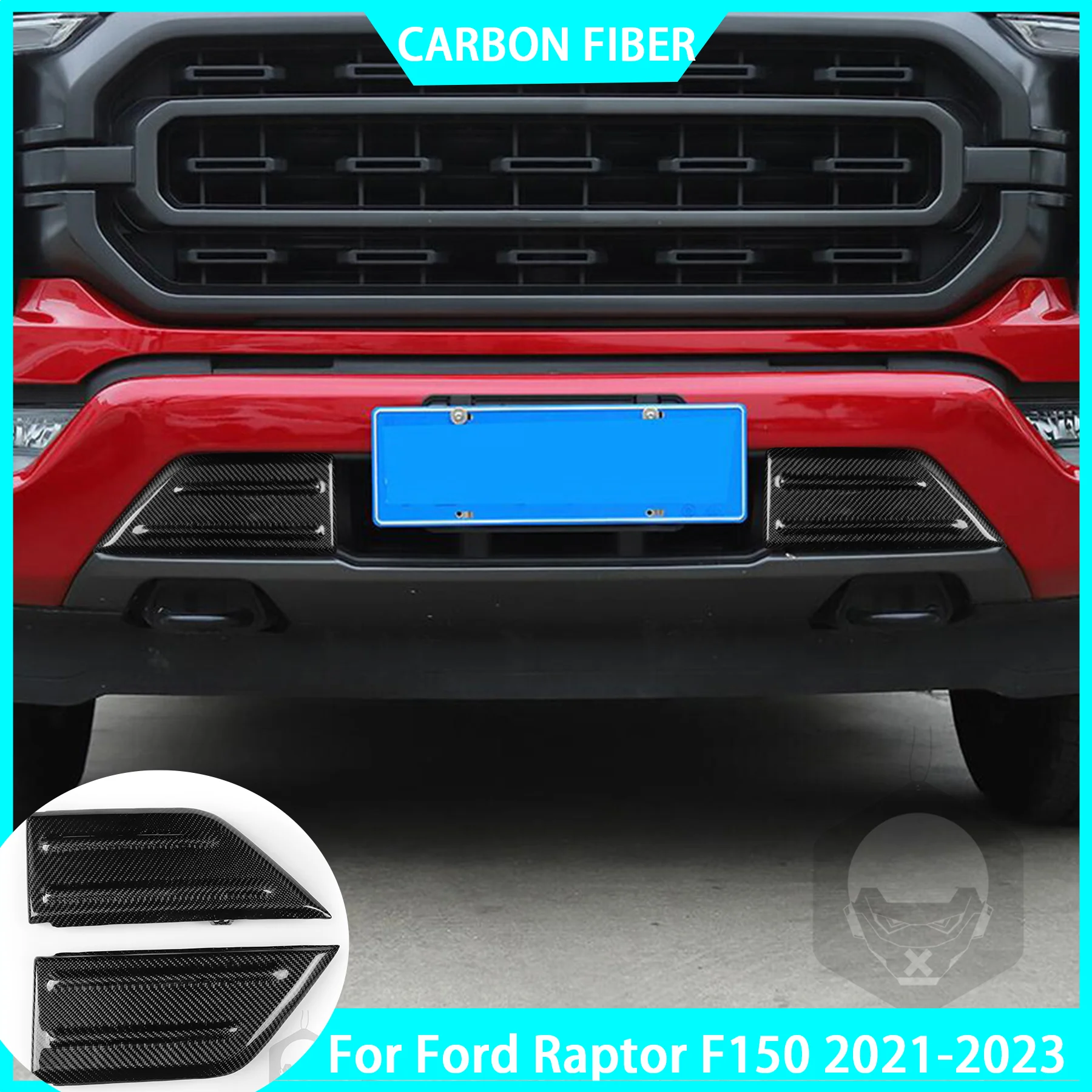 

Real Carbon Fiber Car Front Bumper Cover Collision Cover Plate For Ford Raptor F150 21-23 Replacement Accessories Modification