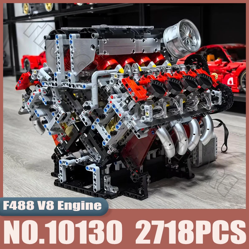 MOULD KING High-Tech Electrically F488 Supercar V8 Engine Model 10130 Remote Control Building Block Brick Children MOC Toys Gift