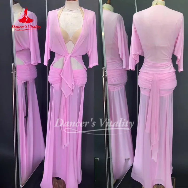 

Belly Dance Practice Clothes for Women's Customized Bra+Top+Long Skirt 3pcs Comfortable Breathable Mesh Set Dance's Vitality