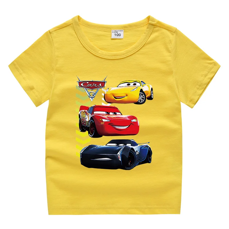 New Style Car Pixar Lightning McQueen Cartoon Print T Shirt Boy Girl Summer Funny Top Fashion Kids Summer Colthing