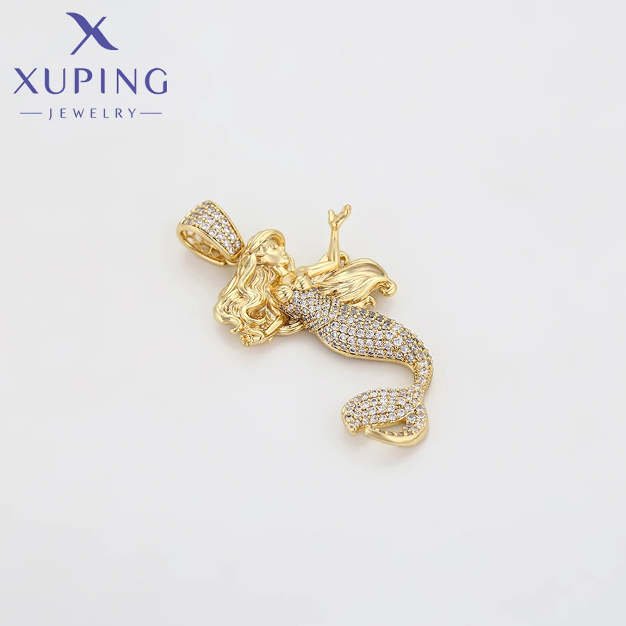 Xuping Jewelry Fish Pendant Beauty Charm Pendant Necklace of Light Gold Color for Wome Ladies Party Gift X000844658