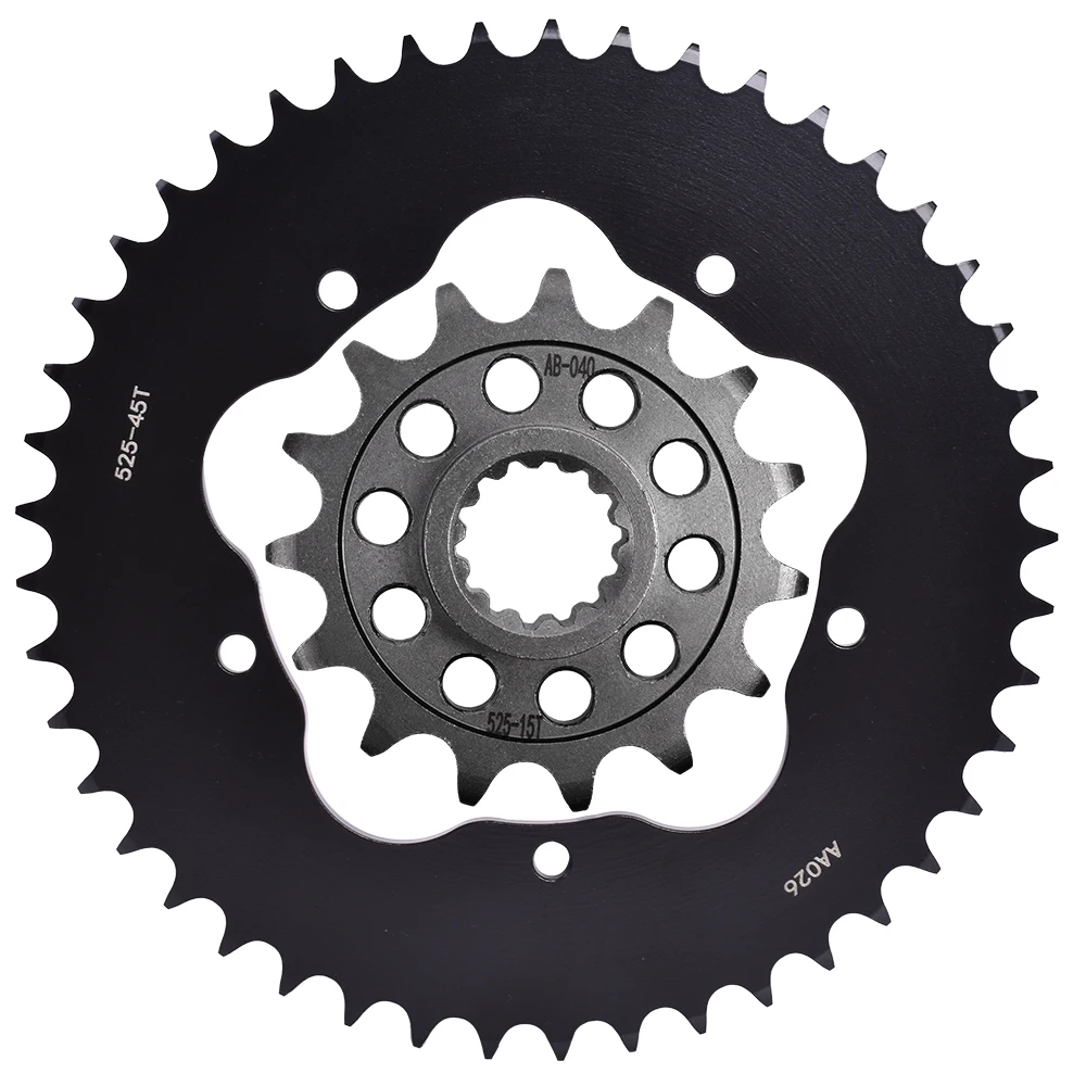 

525 15T 45T Motorcycle Front Rear Sprocket Gear Wheel Cam for Ducati 820 Hypermotard 821 Hypermotard 2014-2016