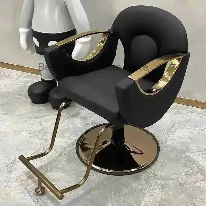 Salon Cutting Chair Lift Special Inverted Barbershop Stool Can Put Upside Down Hair Cutting Chair Gold Chassis Luxury Salon Tool