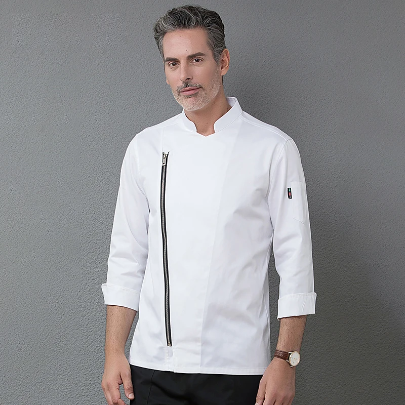 Uniformes de trabajo negros de manga larga de alta calidad, ropa de trabajo para restaurante, Hotel, barbacoa, cocina, servicio de comida, Tops de