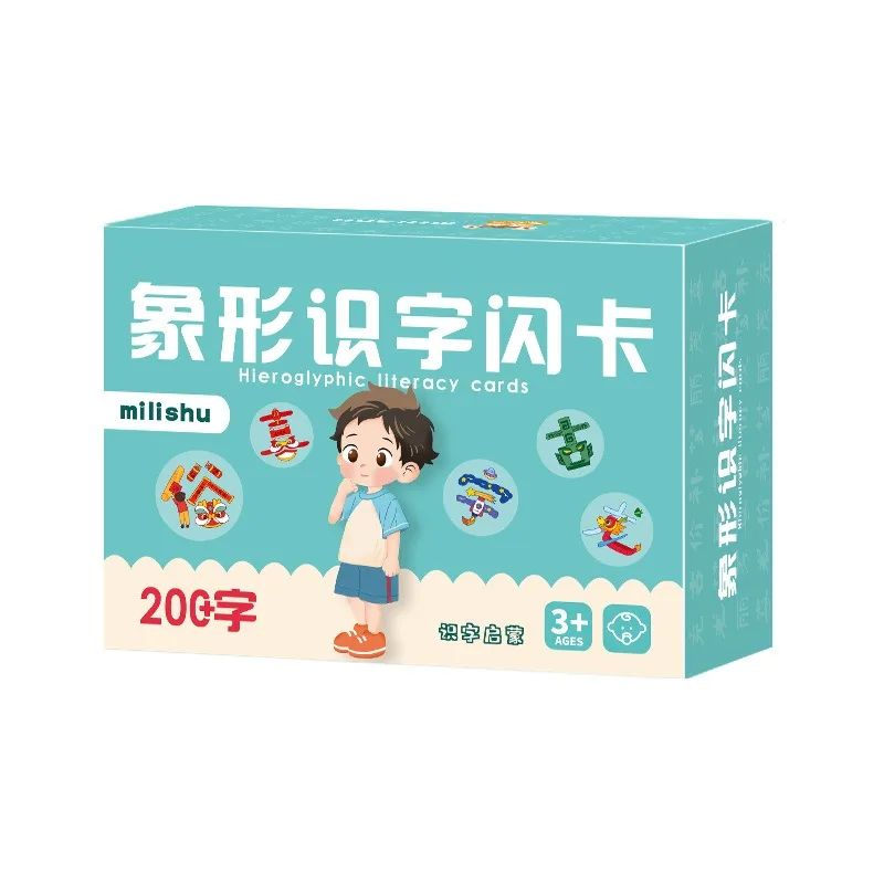 100 Cards Pictographic Literacy Card 3-6 Year Early Education Chinese Character Recognition Pinyin Card Hanzi Learning Book