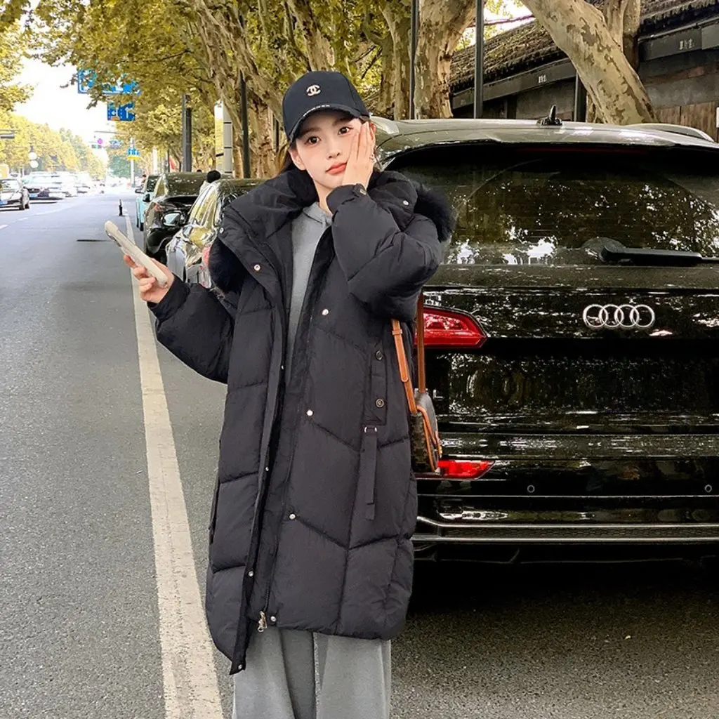 

Women's Mid-Length Cotton-Padded Jacket Thickened Winter Korean Fashion New Style Knee-Down Coat