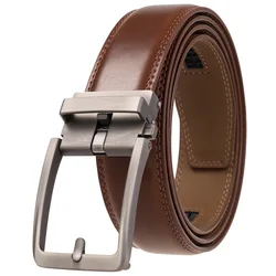 Cinturón de cuero genuino con hebilla automática para hombre, cinturón de aleación de moda de 3,5 cm, decoración informal de negocios, cinturones de lujo