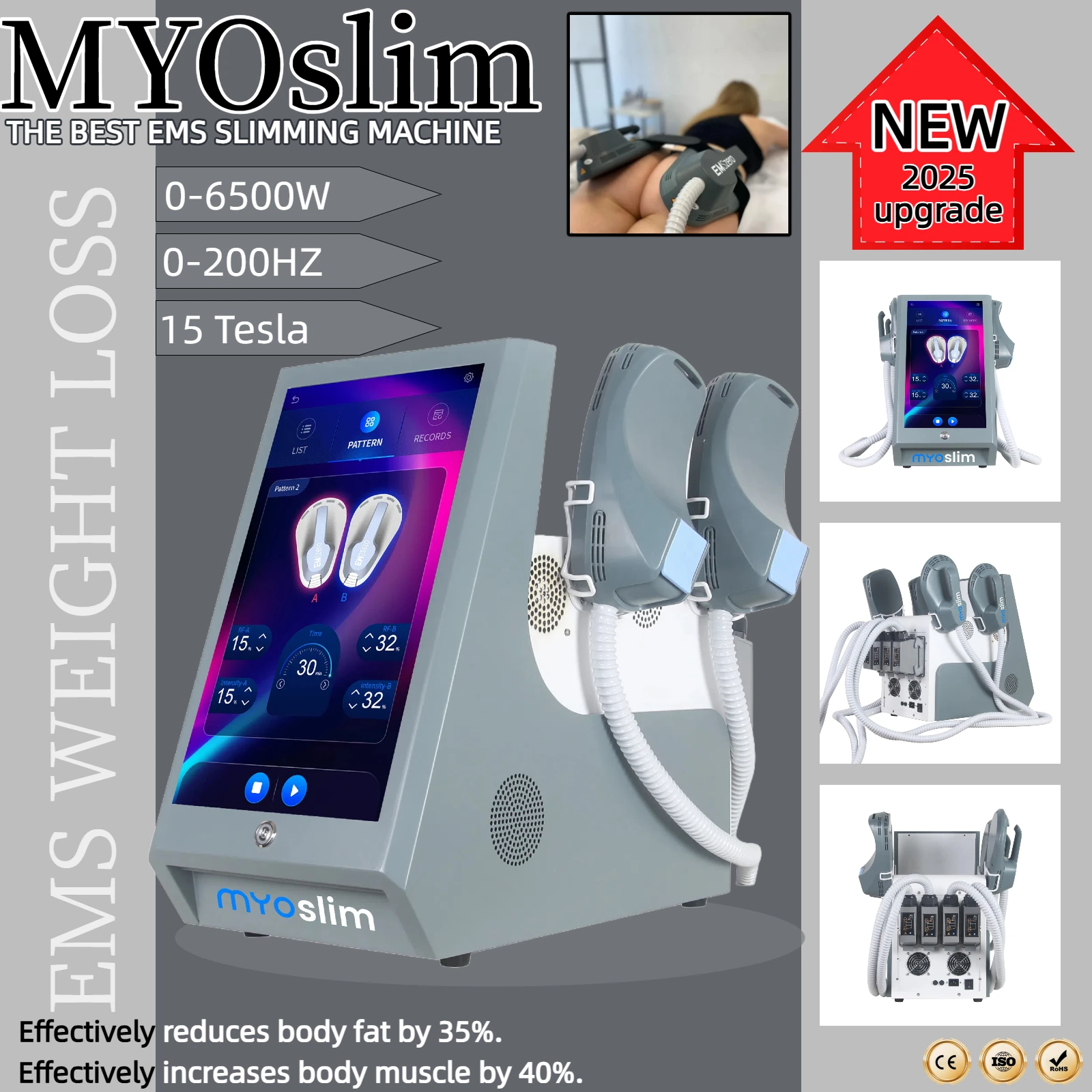 

Máquina Professional MyoslimEMS Auxiliary Muscle Training Machie HIEMT Peso Estimate Muscle Plasticity Thin Buttocks