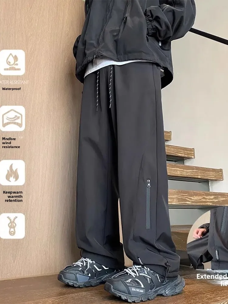 

American Sle Thiened Fce Winter Hiking Trousers Men's Outdoor Sports Workwear Mountain Climbing Pants Loose Fit Straig...