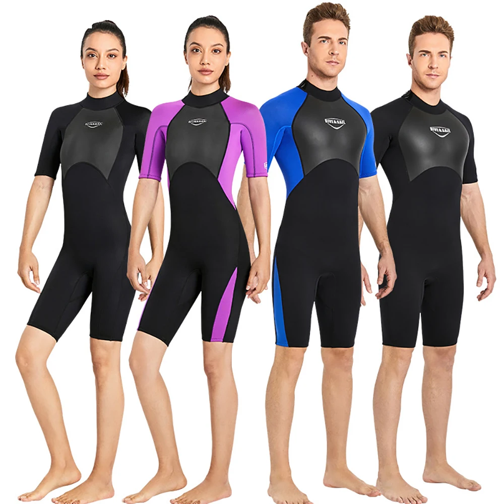 

Men Women Neoprene Shorty Wetsuits 2MM Surf Suit Snorkel Swimwear High Elasticity Rash Guards Spearfishing Scuba Diving Swimming