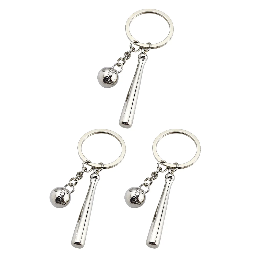 3 Pcs Baseball Keychain Glossy Car Pendant Hanging Decoration Metal Exquisite Workmanship Alloy Ring Zinc Keyring