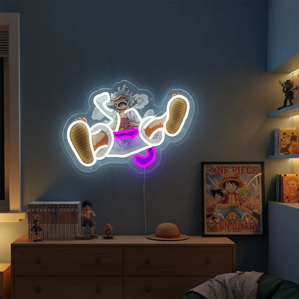 Aangepaste One Piece Luffy acryl neon LED-licht anime kunstwerk voor thuis festival decor feestbar hotel salon zakelijke winkel, enz.
