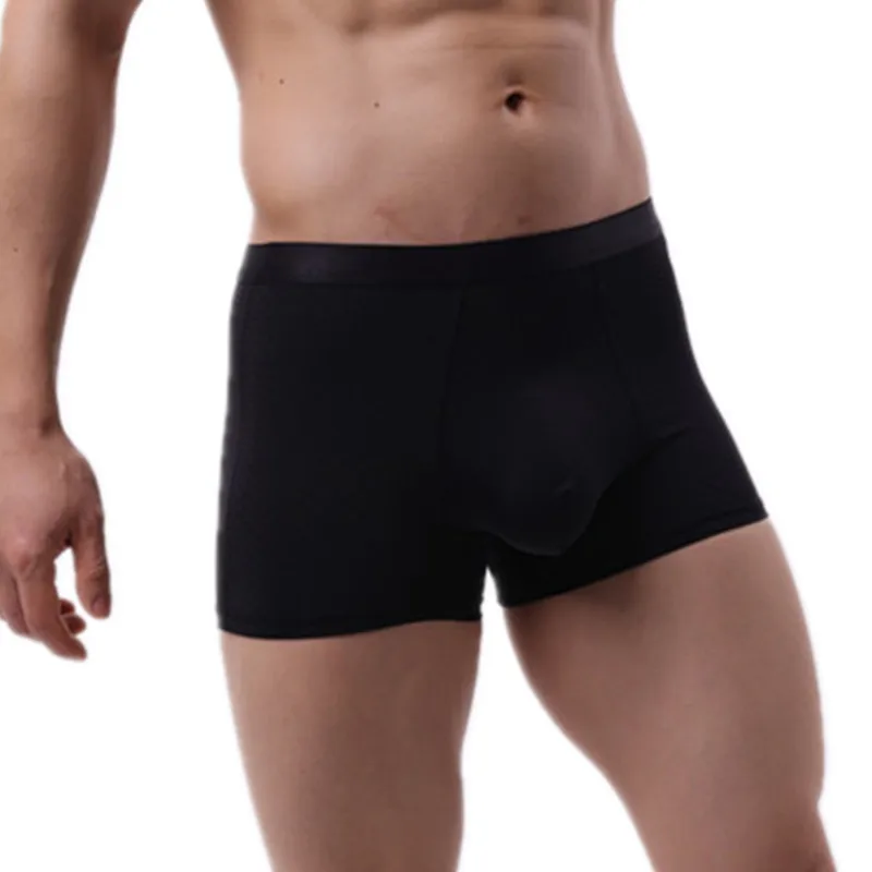 

Mens Underwear Mesh Boxers Shorts Breathable Ice Silk Panites Man Solid Middle Waist U Convex Pouch Underpants Cueca Calzoncillo