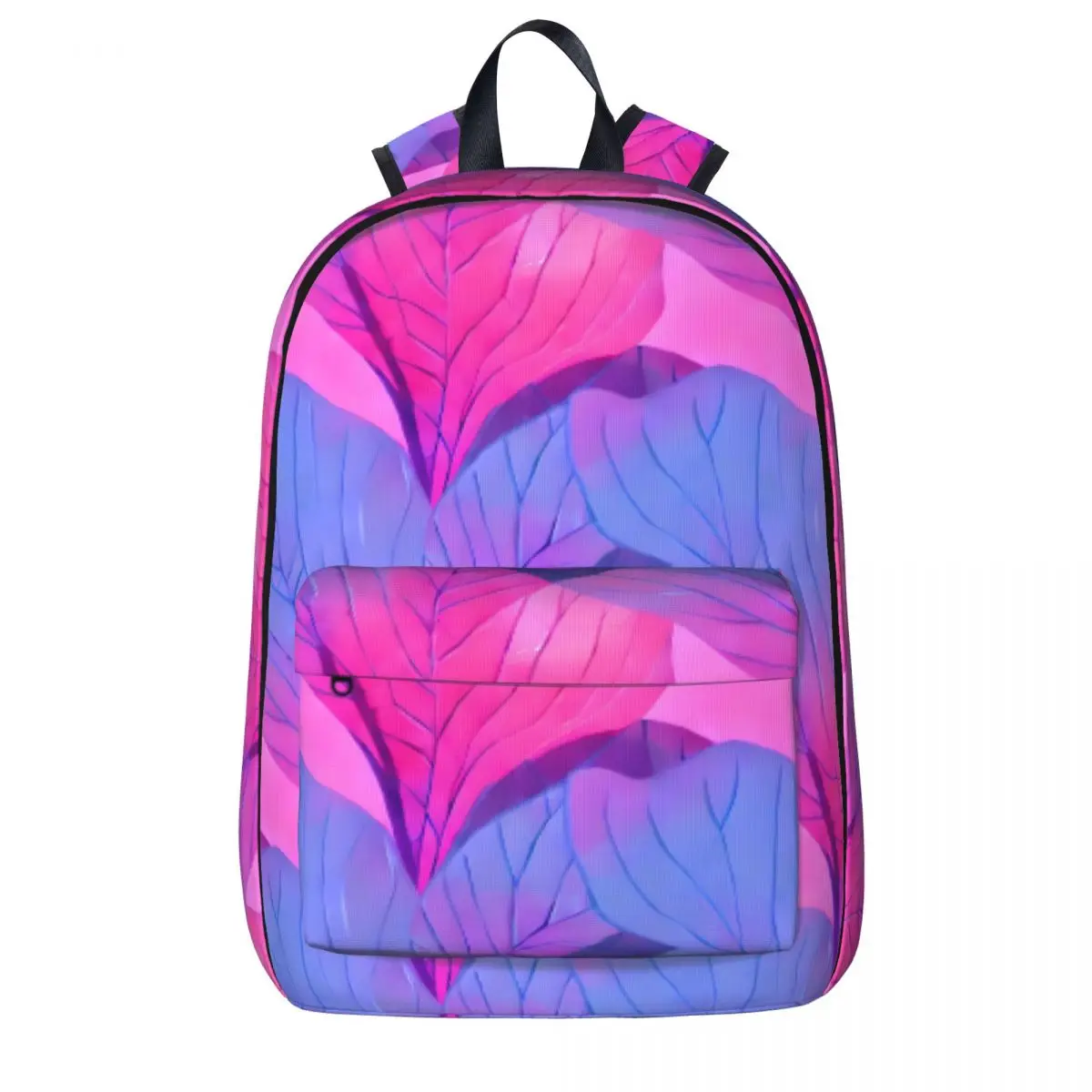 Beautiful Leaf Backpack Pink and Purple Daily Backpacks Women Aesthetic High School Bags Colorful Print Rucksack