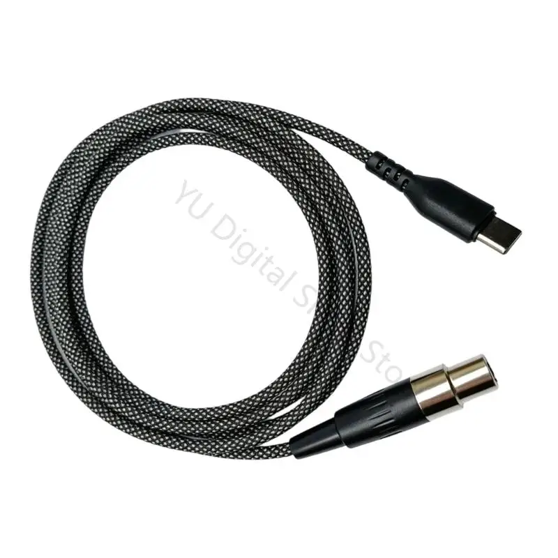 96BA Mini 3 Pin Headphone Cable with Type C, 150CM Spare Cord with Metal Shell End and Fabric Sleeve for Q701 Q702 K702 K712