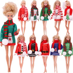 Doll Clothes Sweater + Scarf Christmas Style Pattern Fit For barbiees 11.8 inch Dress Accessories 1/6 BJD Christmas Gifts Toys