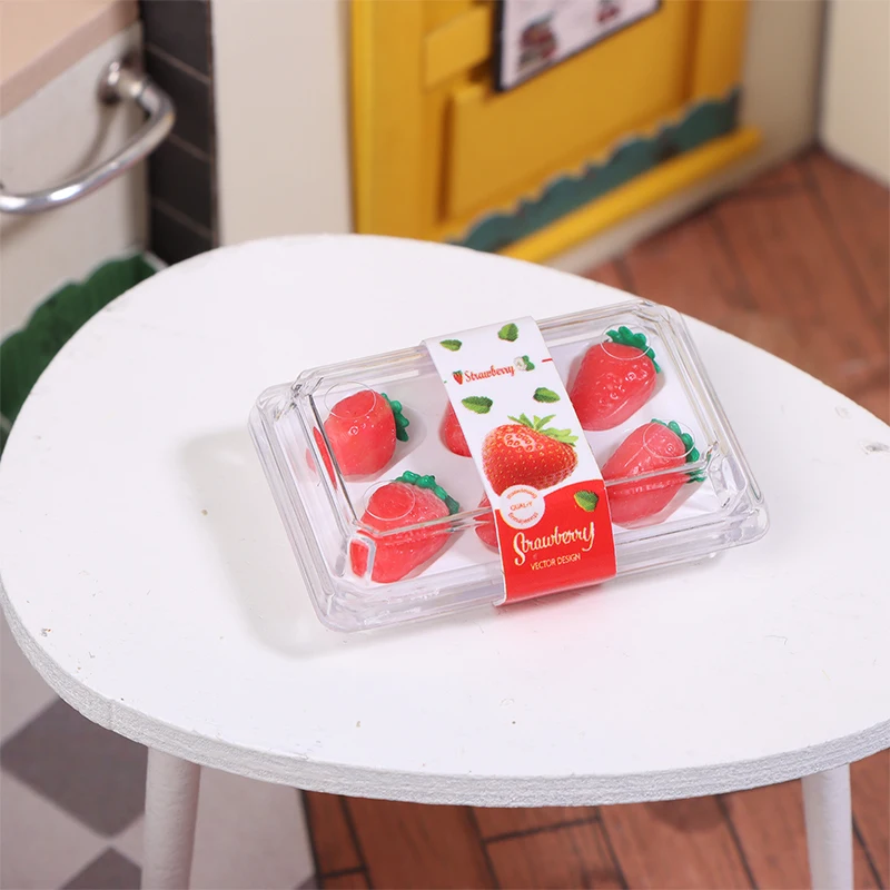 1/12 Dollhouse Mini Supermarket Vegetable Fruit Model With Clear Box Dollhouse Simulated Food Decoration Dolls House Accessories