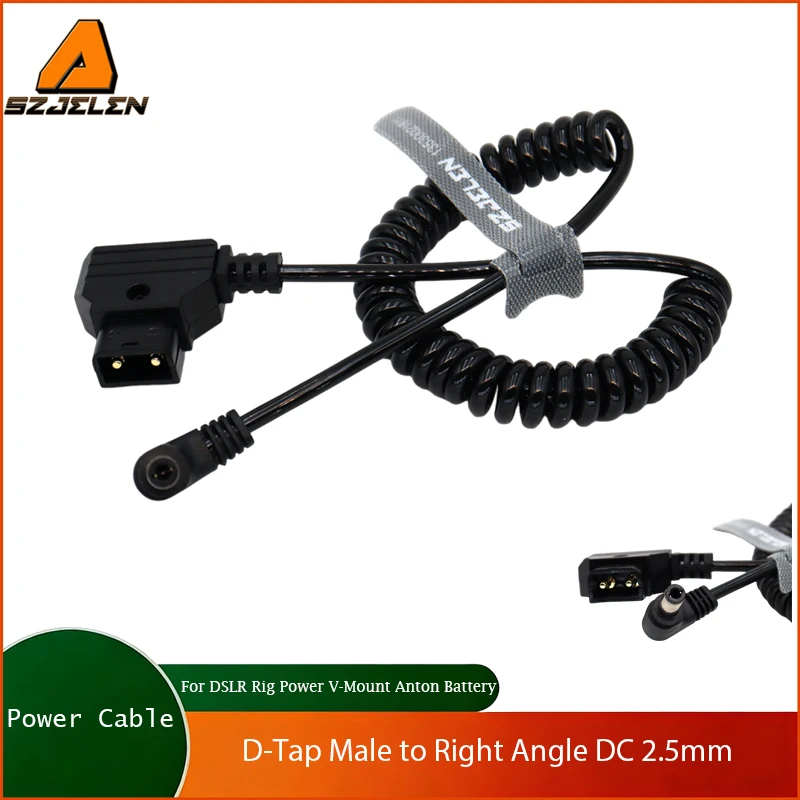 Power Cable Tap D-Tap Male to Right Angle DC 5.5x2.5mm 12V Cable for DSLR Rig Power V-Mount Anton Battery