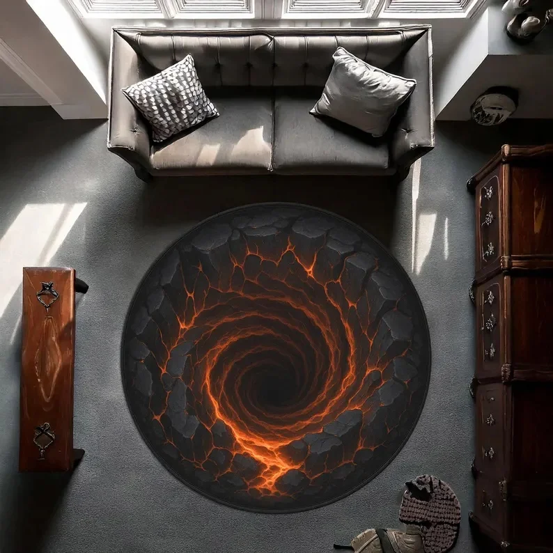 Optical Illusion Round Rug – Creative 3D Effect Mat for Living Room, Entryway & Modern Home Decor