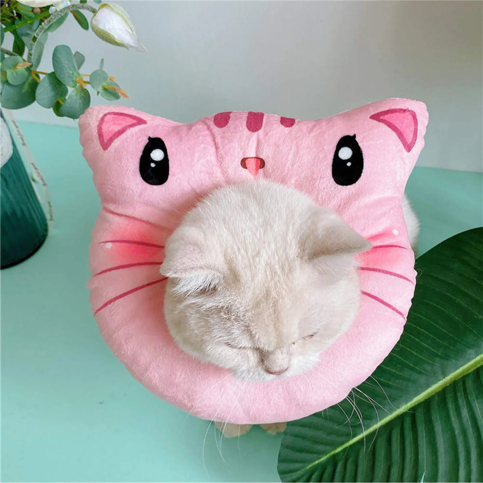 

Pet Recovery Cone Cat Wound Heal Collar Kitten Pink Puppy Elizabeth Cone for Injury Surgery Cartoon Shape Cotton Breathable