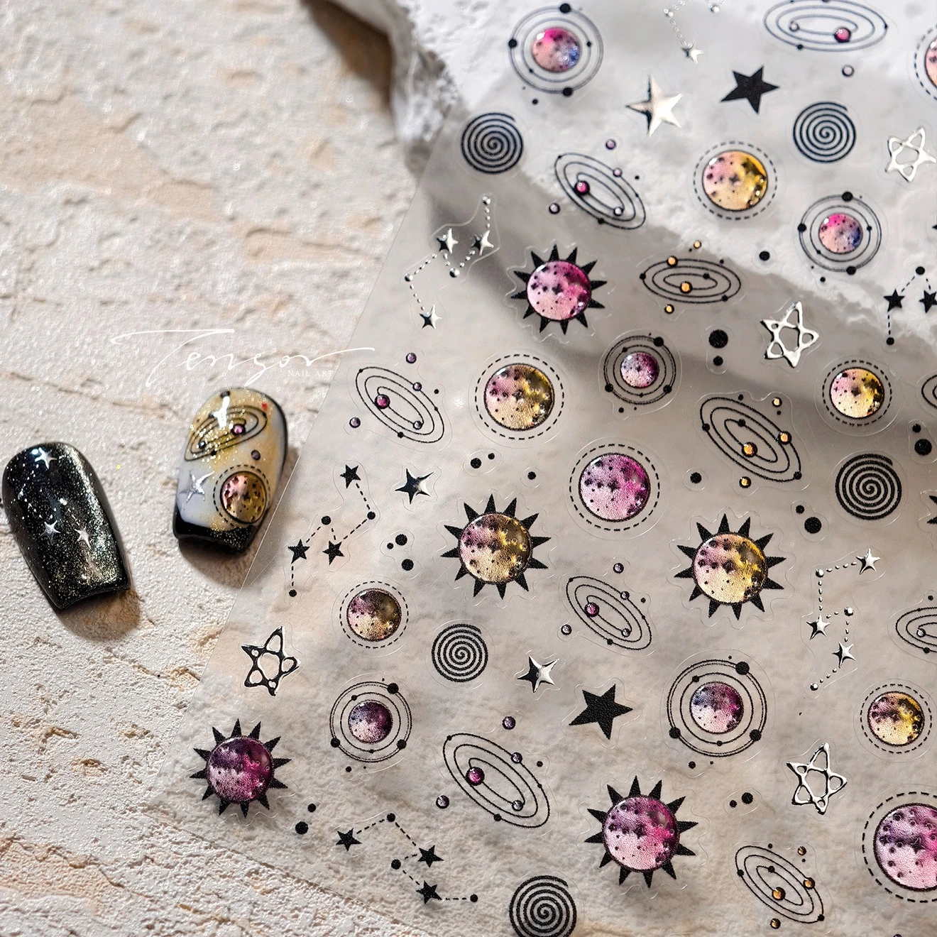 Gelatina Colorata Pianeta Starburst Sun Asterismo Cintura planetaria Costellazione Cartoon Decorazioni per unghie Adesivi Decalcomanie per manicure