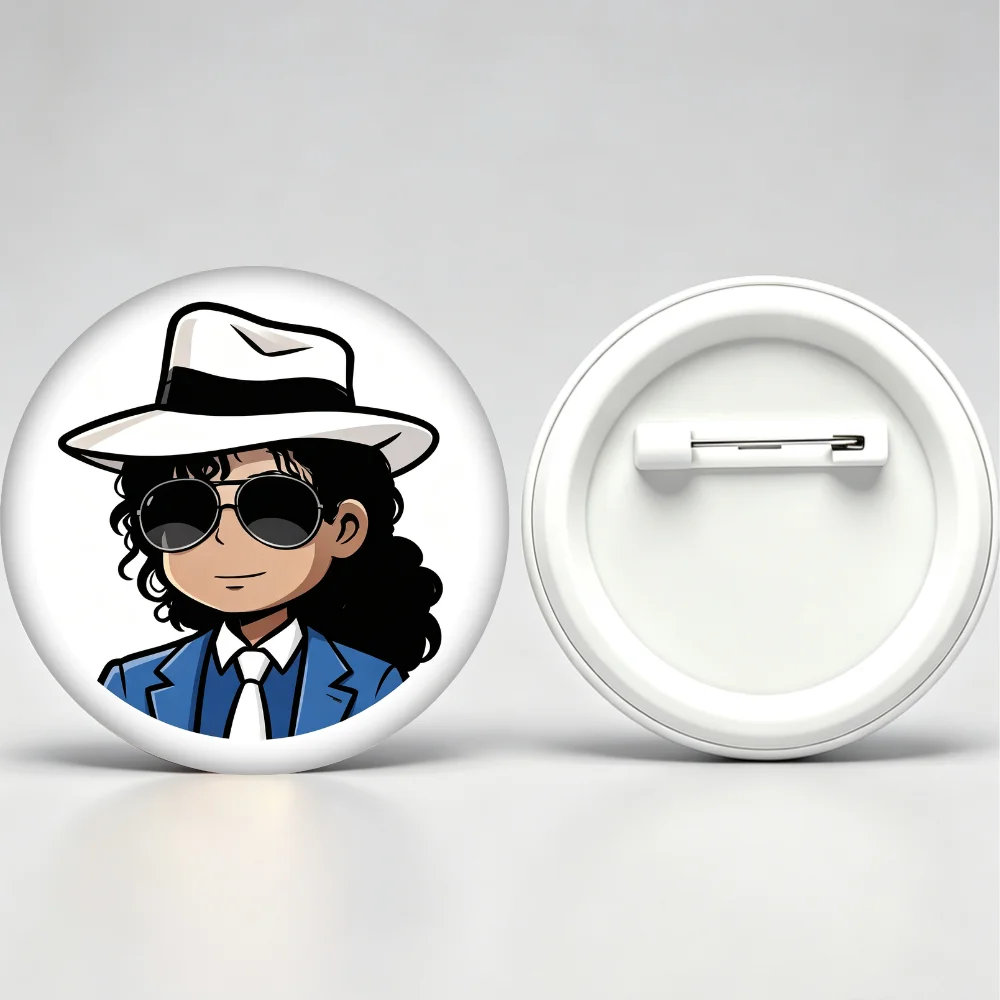 Anime Tinplate Badge  Handmade Creative Brooch Pin, Michael Jackson Chibi Character Lapel Pin, Clothing Gift Accessory Decor
