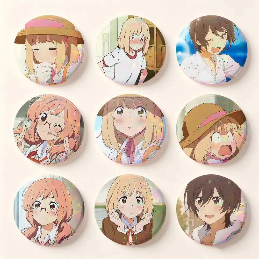 Kase-san And Morning Glories Anime Badges 25 32 58 75 Mm Round Cosplay Pin Bag Decor Fans Collect Friends Gifts Brooch Souvenir