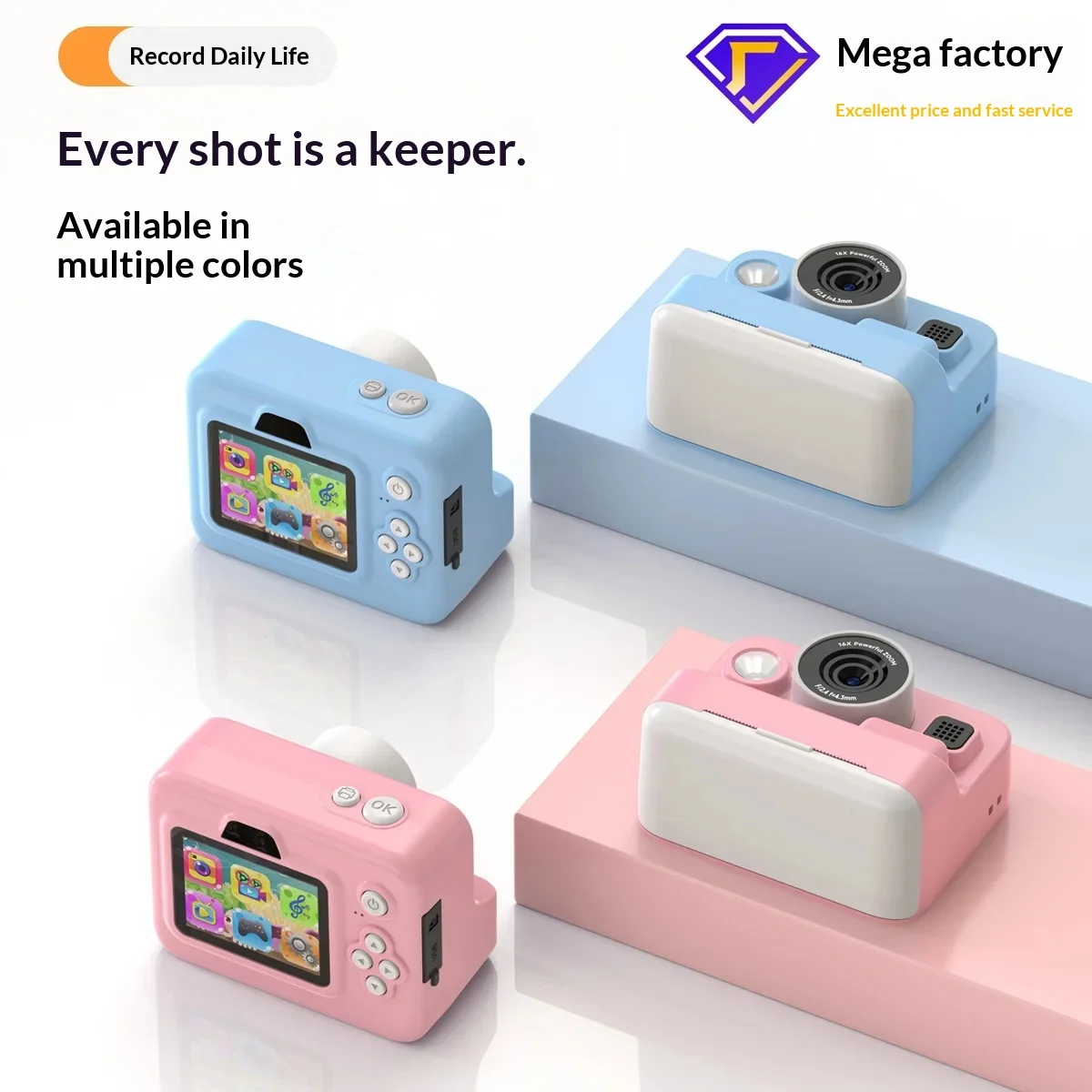 어린이용 디지털 장난감 카메라 즉석 사진 인쇄 가능 교육용 선물 '화장지' 롤 3개 포함