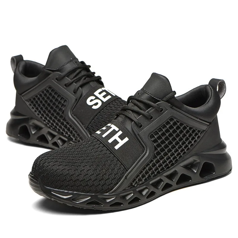 Men safety shoes Breathable Comfortable Fashion Men Mesh Stab-proof Lace up work shoe zapatillas deportiva Men Leisuer Sneakers