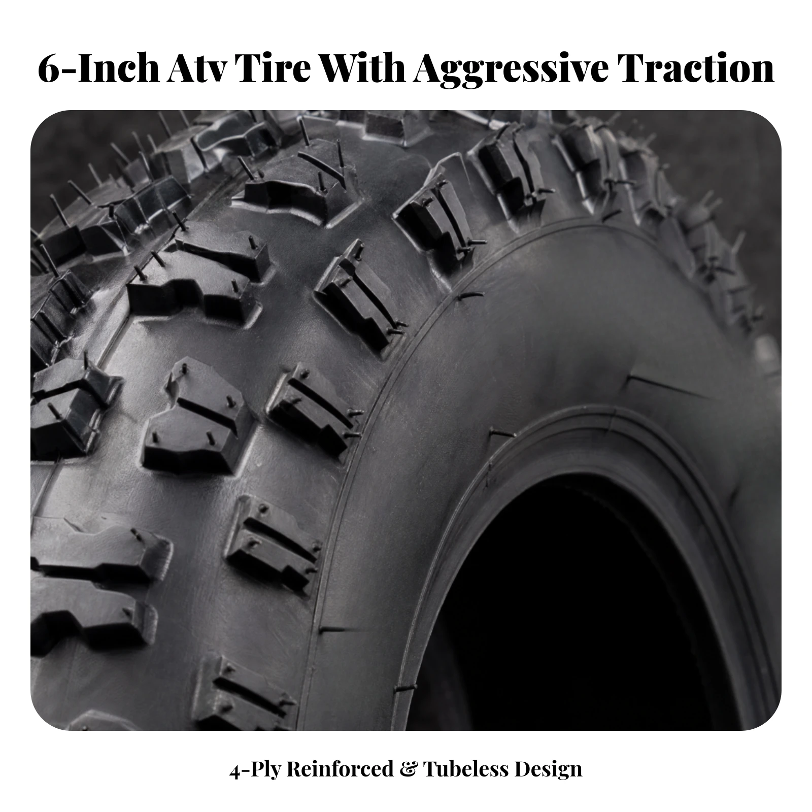 13x5.00-6 Tire Trail Tubeless ATV Tire with Block Pattern Pneumatic Rugged for Loose Uneven Terrain, Recreational Vehicles