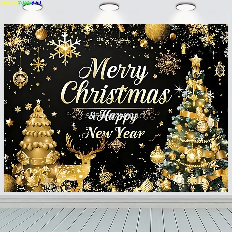 

Merry Christmas Wreath Window Glitter Photography Backdrop Happy New Year Background Family Holiday Party Decoration RR-37