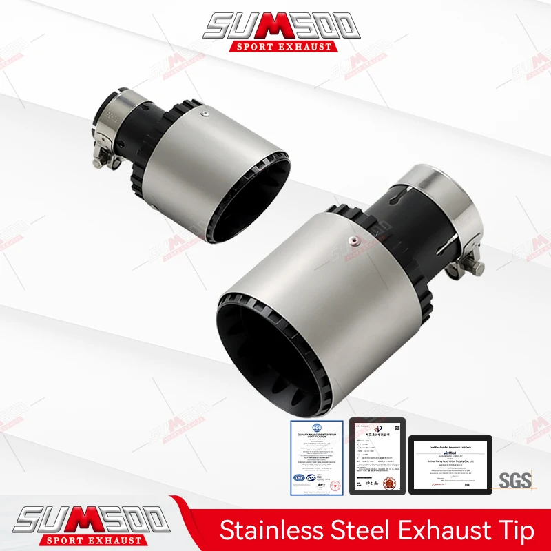1PC  Modified for Volkswagen Golf 304 Stainless Steel Tail Throat Car Exhaust Nozzle Modified Tail Mouth Bullet Silver