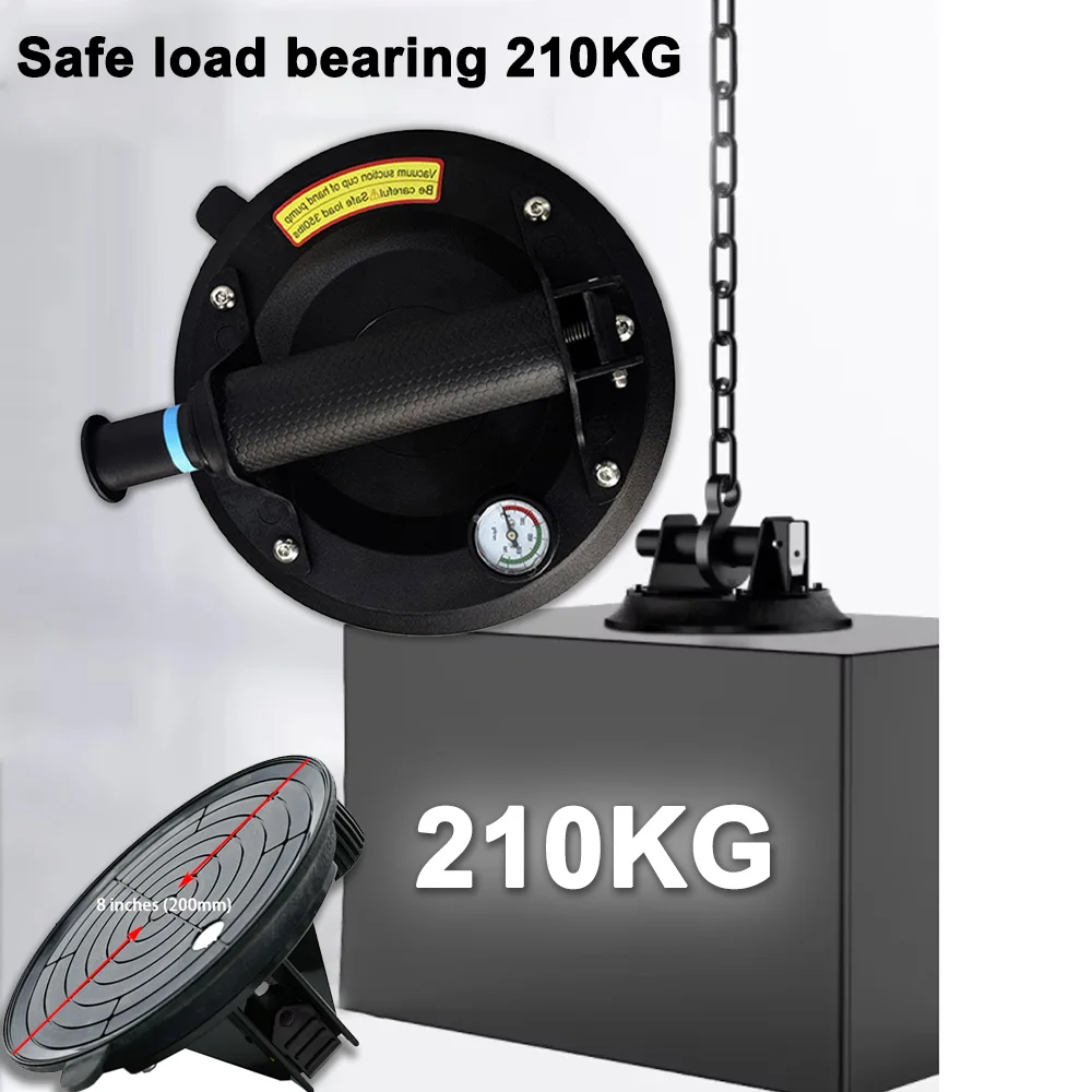 Glass Suction Cups 8 inch Vacuum Suction Cup to Lift Large Glass 200KG Lifting Capacity Heavy Duty Industrial Suction Cup Tools