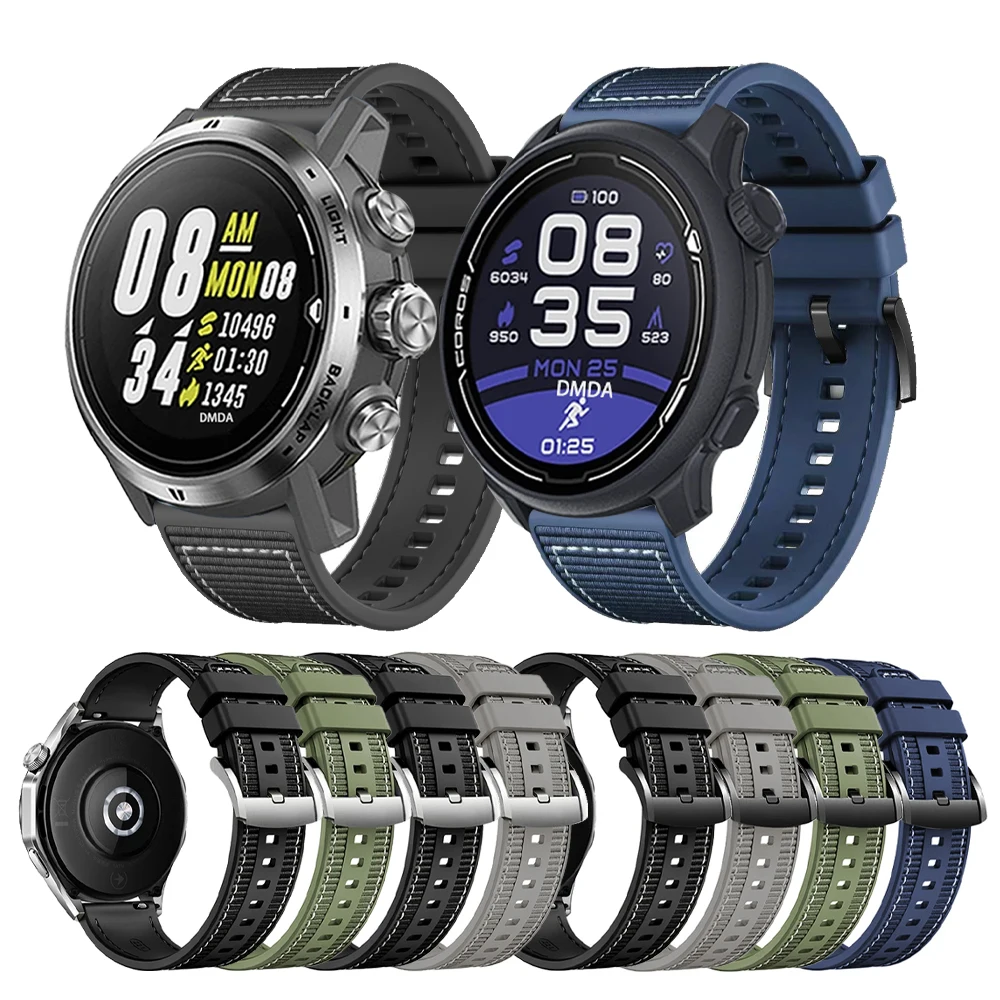 حزام نايلون ومطاطي لساعة COROS PACE 3 ، سوار ساعة COROS APEX 2 Pro ، 46 من سوار بديل ، إكسسوارات حزام