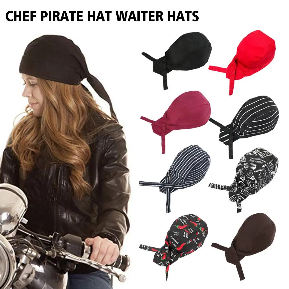 Chef Pirate Hat Waiter Hats Unisex Food Service Accessories Work Cooking Cap Bakery Waiter Hats Adjustable Kitchen Wear Y7v0