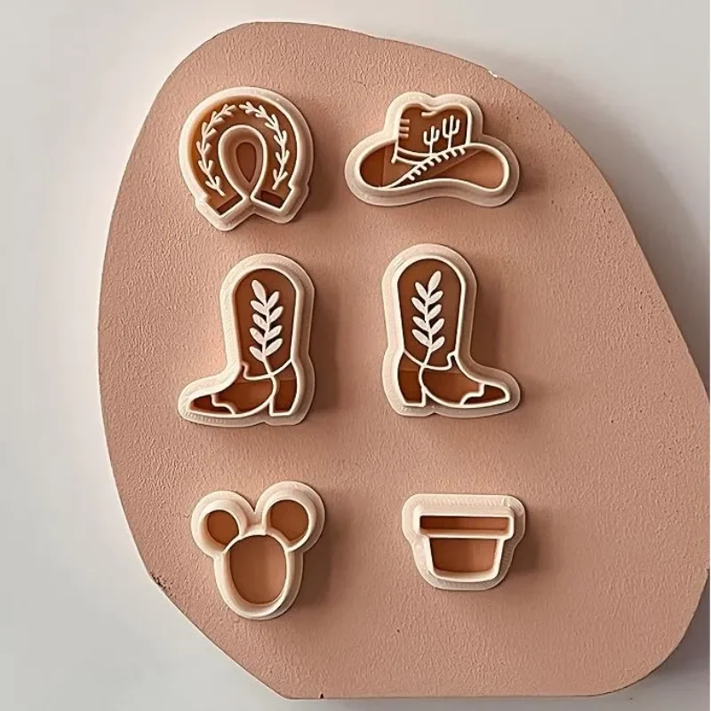 Cowboy Hat Boots Polymer Clay Cutter Soft Pottery DIY Earrings Jewelry Pendant Cutting Mold Jewelry Modeling Pottery Tool