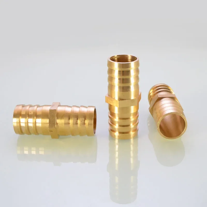 3 4 5 6 8 10 12 14 16 19 25 mm Brass Straight Hose Pipe Fitting Equal Barb Water Pipe Joint Gas Copper Coupler Connector Adapter