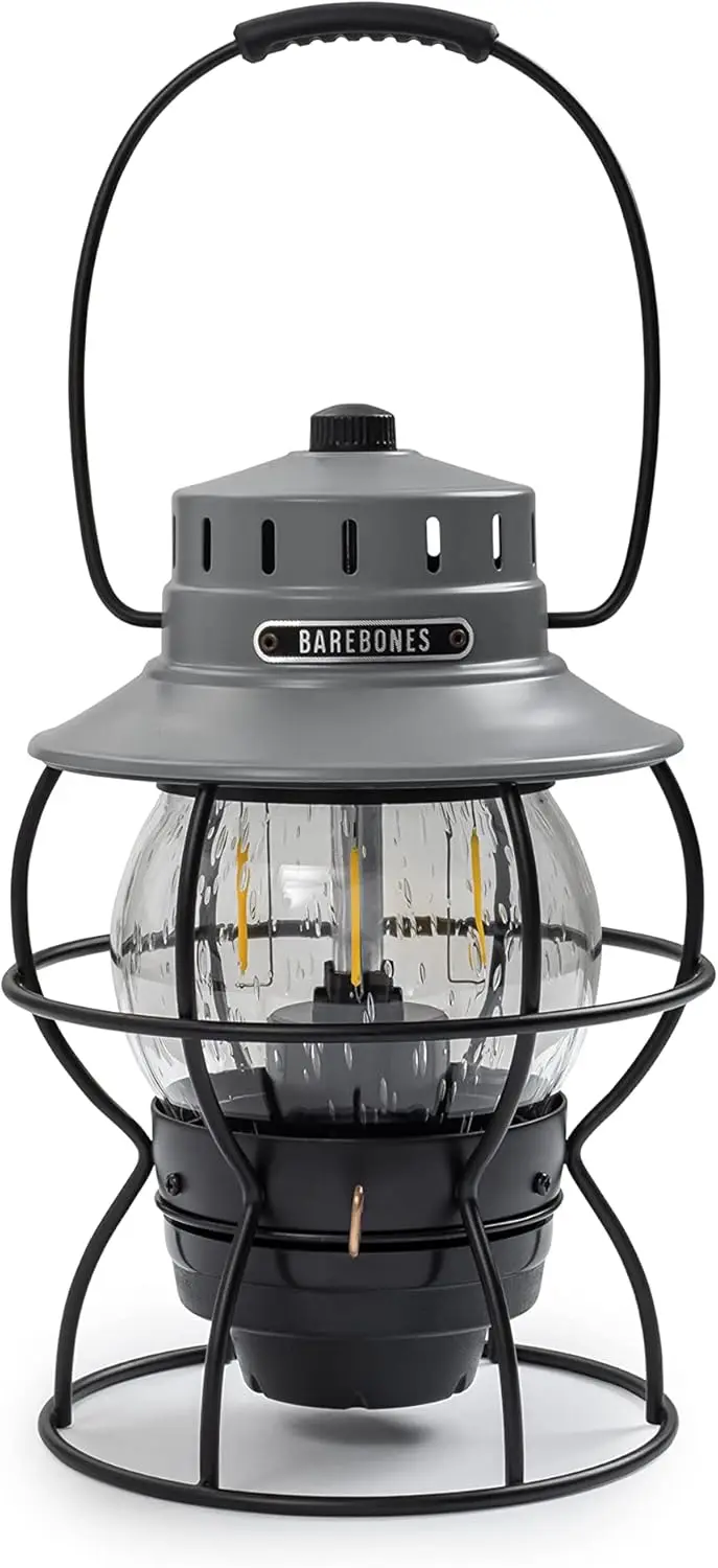 

Railroad Lantern – State Gray, Vintage-Inspired LED Camping Lantern with Rechargeable Battery