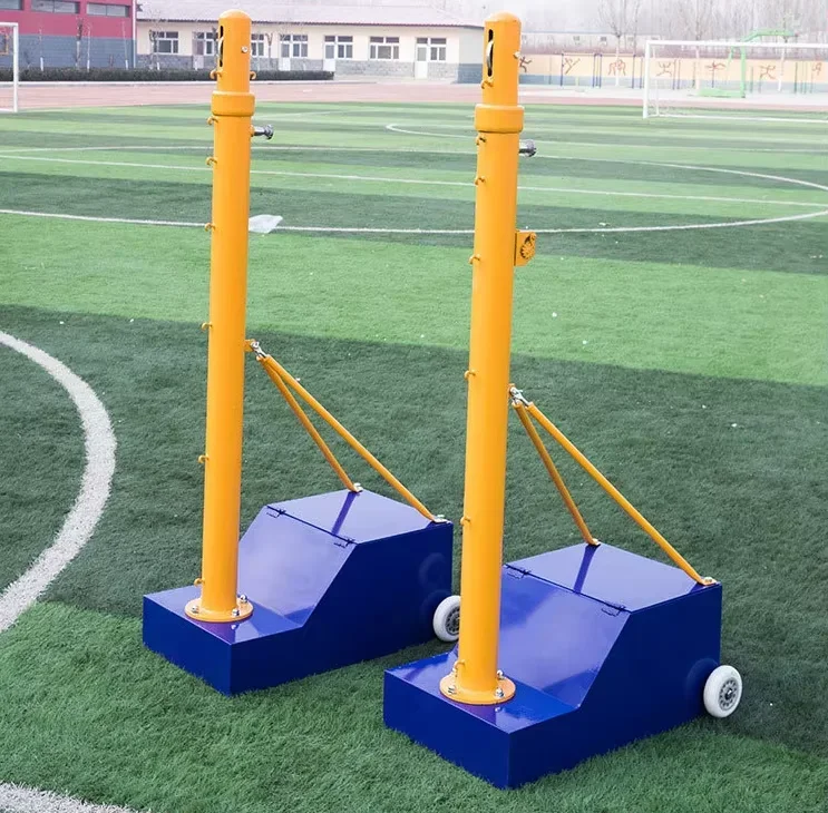 

Factory Supplied Good Quality Outdoor Badminton Training Equipment Portable Movable Badminton Pole And Net With Wheels