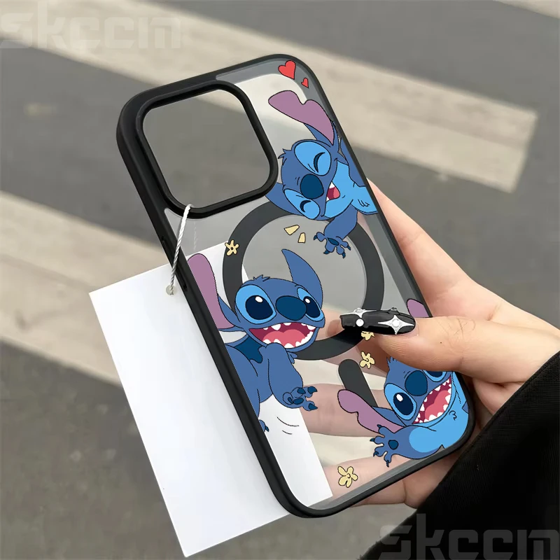 Lovely Stitch Magnetic Phone Case For iPhone 17 Pro Max 11 12 13 14 15 16 Plus 17 Air XS X XR 16e Clear Wireless Charge Cover - náhled 4