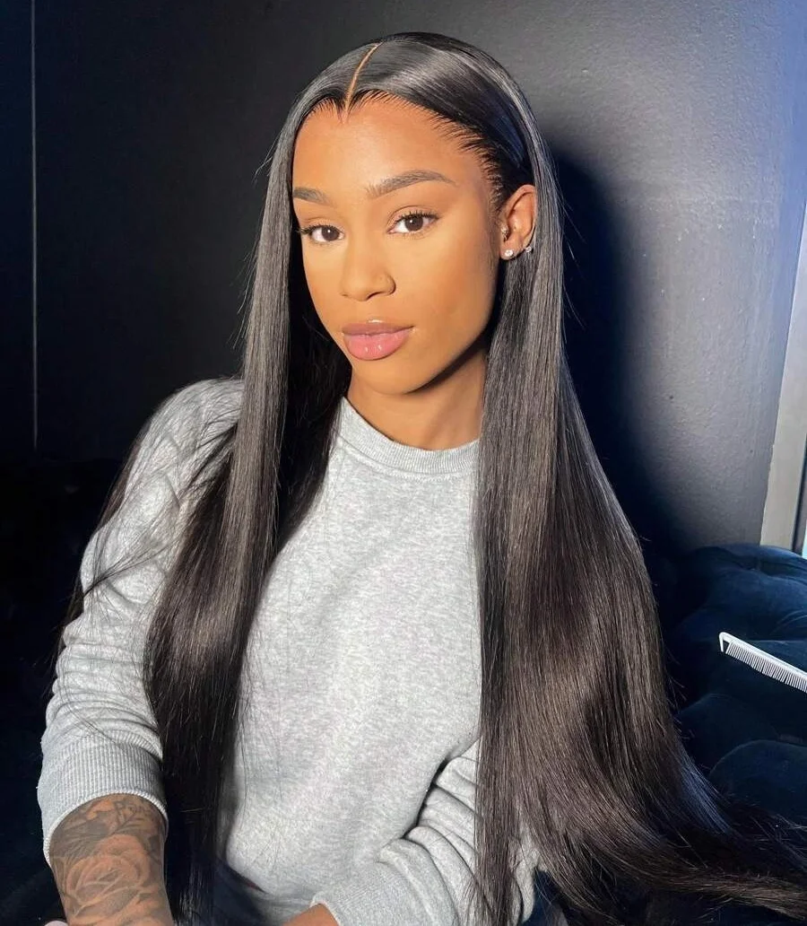 13 × 4 مستقيم 13 × 6 اللون الطبيعي الدانتيل الجبهة خصلات الشعر المستعار الإنسان 220 الكثافة قبل قطعها الدانتيل الشفاف شعر مستعار أمامي للنساء 1B