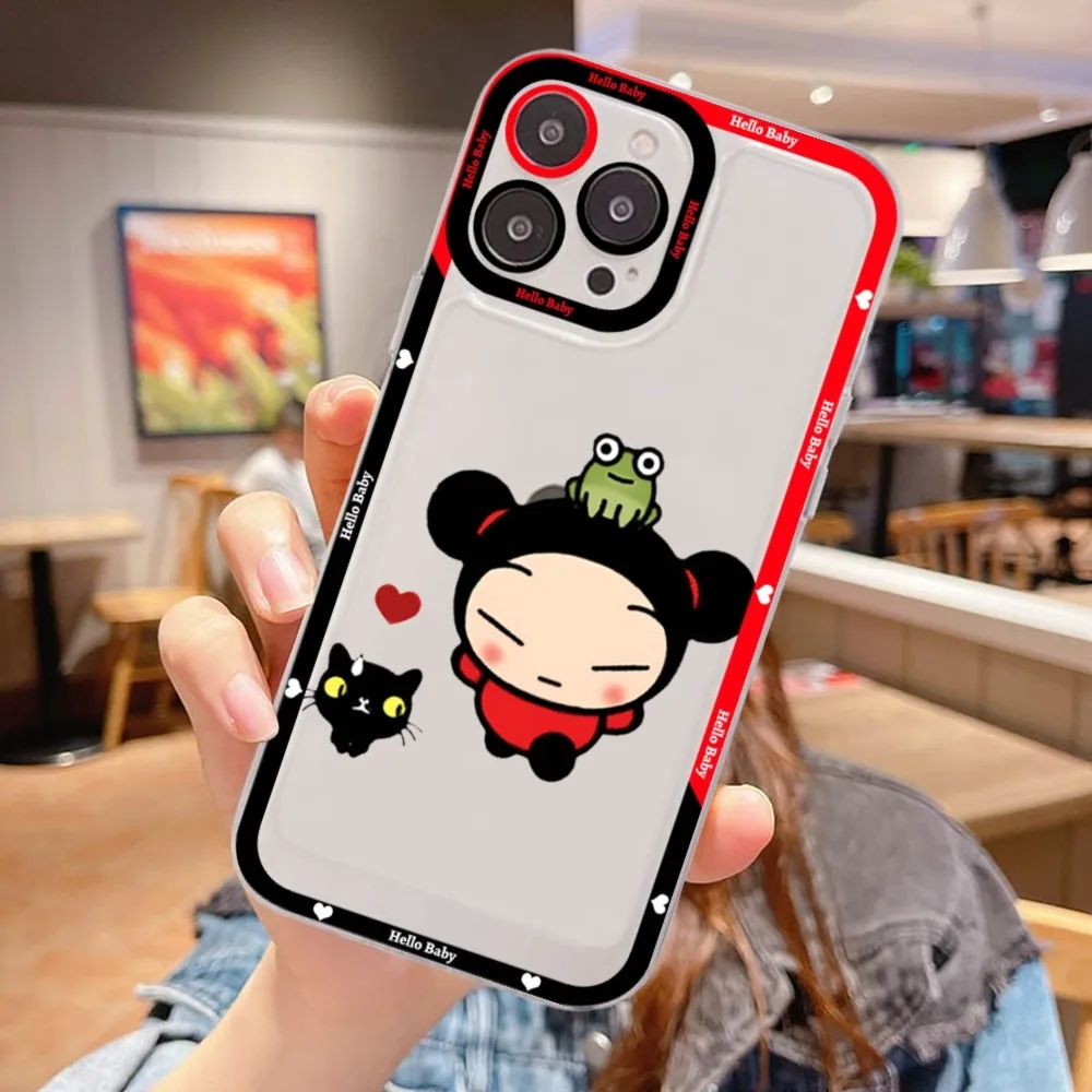 Custodia per telefono Cartoon Pucca Garu per iPhone 15 14 13 12 11 Pro Max XS X XR Mini Cover protettiva