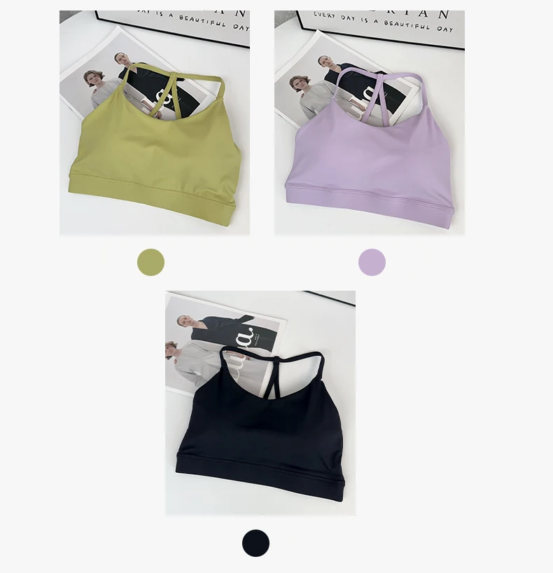 Sommer Damen Fitness Sport Weste Hochintensives Triangel-Design Schöner Rücken Stoßfest Atmungsaktiv Pilates Lauf- und Freizeit-Tanktop – Detail 7