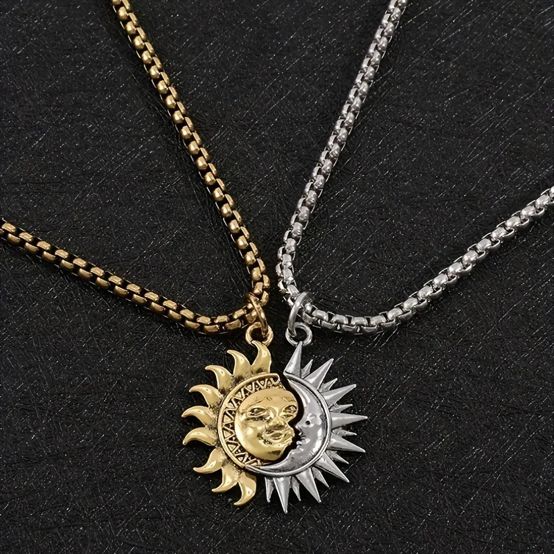 

Sun and moon asymmetrical couple necklace men and women jewelry brothers necklace gift suitable for any scene party necklace